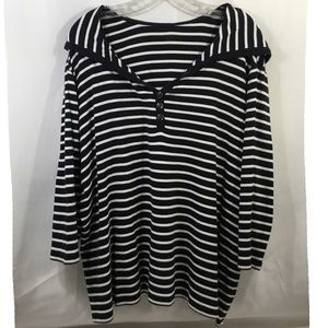 Karen Scott Sport Hooded 3/4 Sleeve Pullover Top